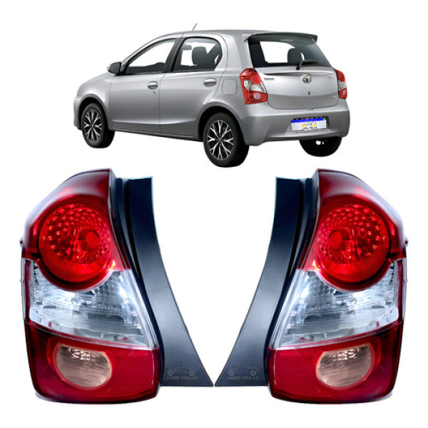 Par Lanterna Toyota Etios 2013 2014 2015 2016 A 2021 Ré Rosa Ambos Lados Vermelho