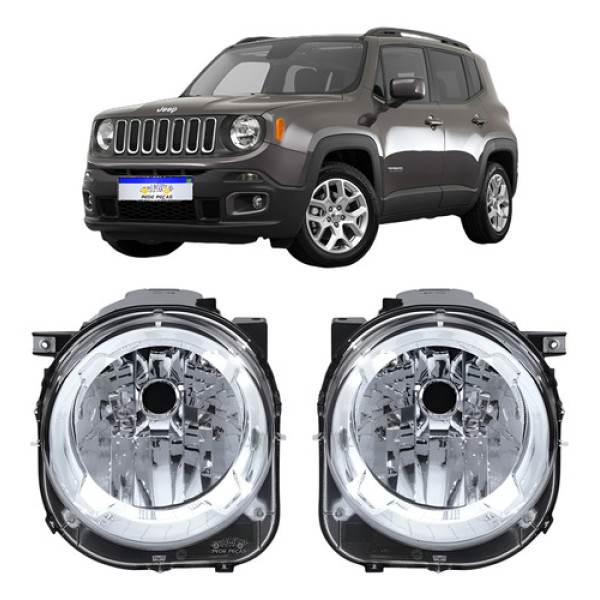 Farol Jeep Renegade 2015 2016 2017 2018 A 2021 Cromado Novo