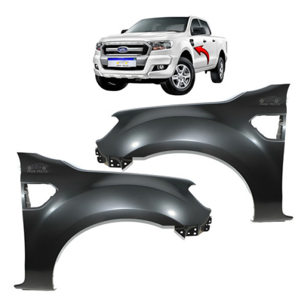 Par Paralama Diateiro Ford Ranger 2017 2018 2019 2020 2021 Ambos Os Lados - Preto