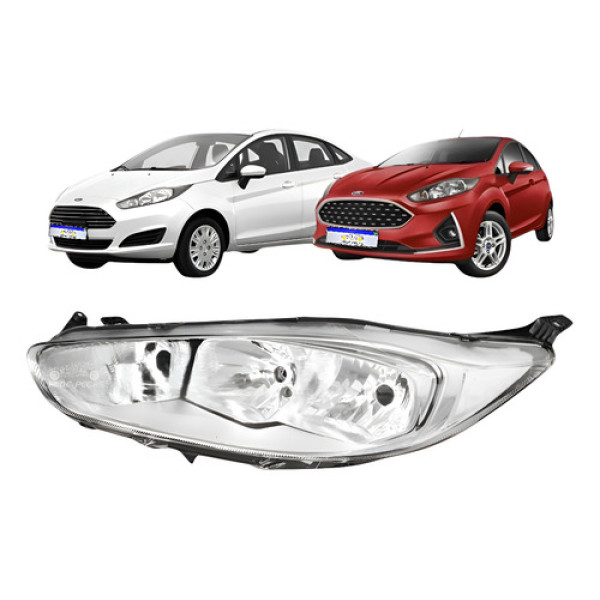 Farol Ford New Fiesta 2013 2014 2015 2016 A 2019 Cromado L.e Esquerdo Farol Ford New Fiesta 2013 2014 2015 2016 A 2019 Cromado L.e Esquerdo