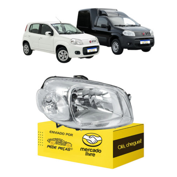 Farol Fiat Uno Vivace Fiorino 2012 2013 2014 15 Cromado L.d Direito
