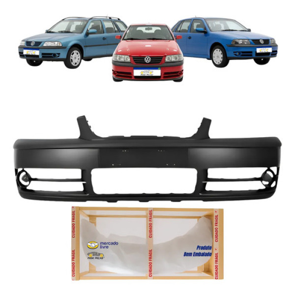 Parachoque Volkswagen Gol Saveiro Parati G3 2003 2004 2005 Preto Liso Para Pintura