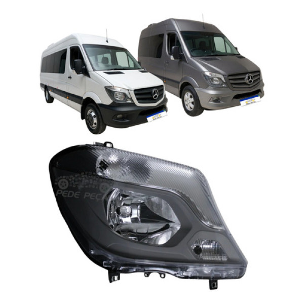 Farol Mercedes Sprinter 2017 A 2019 Manual Mascara Cinza