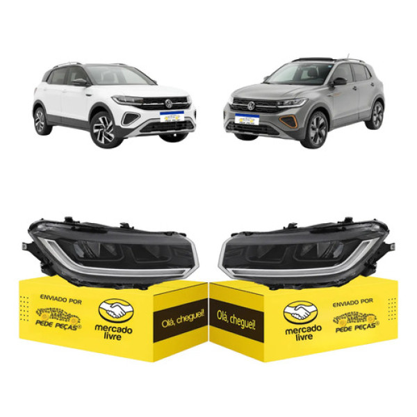 Par Farol Volkswagen T-cross 2025 2026 Full Led Com Reator Ambos Lados