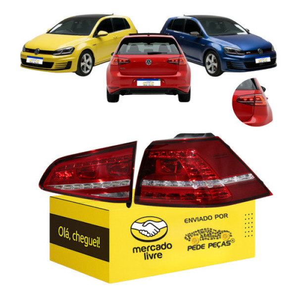 Par Lanterna Sinaleira Golf 2014 2015 2016 2017 Direito Led Direito/passageiro Vermelho