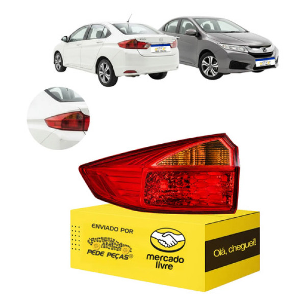 Lanterna Traseira Canto Esquerdo Honda City 2015 2016 2017 Esquerdo/motorista Vermelho Âmbar
