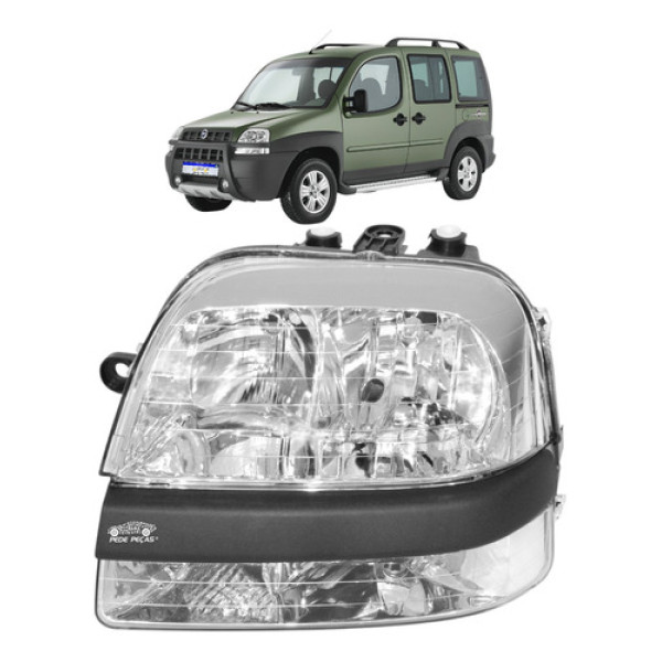 Farol Fiat Doblo 2002 2003 2004 2005 A 2009 Cromado Le