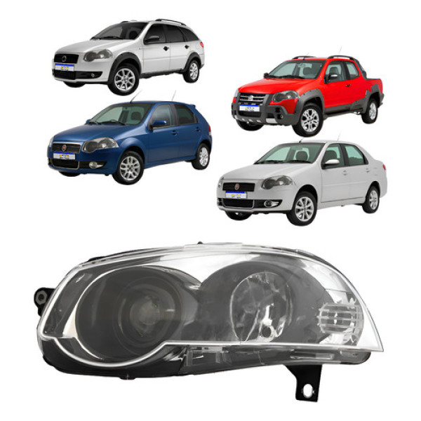 Farol Fiat Strada 2009 A 2020 Siena 2009 A 2012 Esquerdo Esquerdo/motorista Farol Fiat Strada 2009 A 2020 Siena 2009 A 2012 Esquerdo Esquerdo/motorista
