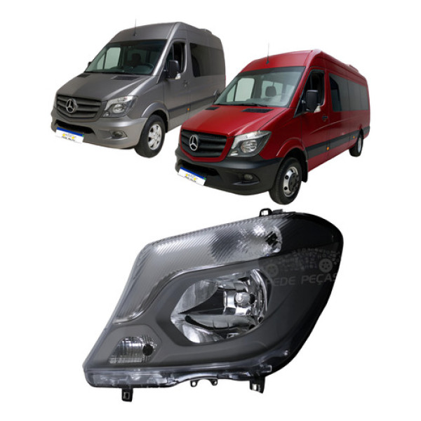 Farol Le Mercedes Sprinter 2017 A 2019 Manual Mascara Cinza