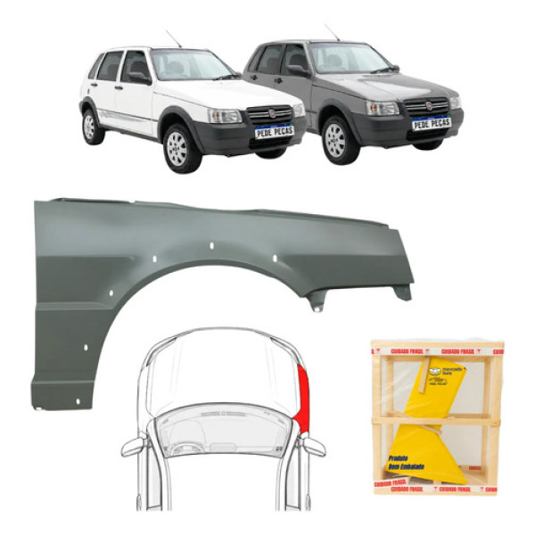 Paralama Fiat Uno Mille Way 2005 2006 07 08 A 2013 Novo Ld