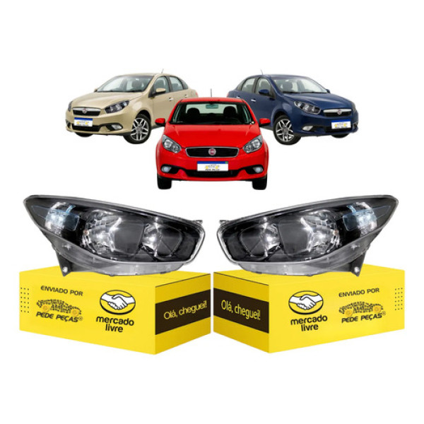 Farol Fiat Grand Siena 2012 13 14 A 2021 Máscara Negra Par Ambos Lados