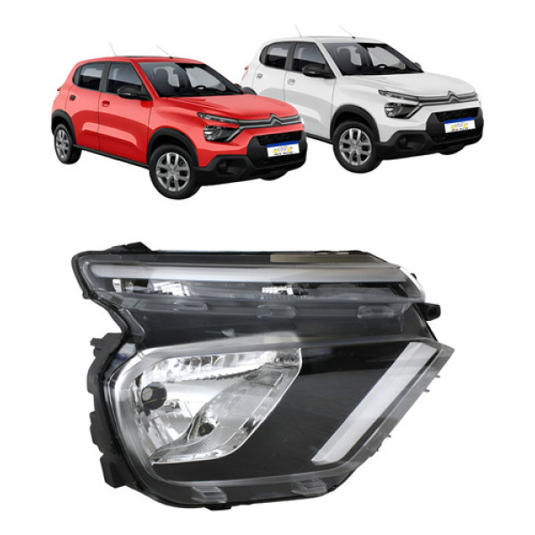 Farol Direito Citroen C3 Live Pack Feel 2022 A 2026 Sem Led Direito/passageiro Farol Direito Citroen C3 Live Pack Feel 2022 A 2026 Sem Led Direito/passageiro