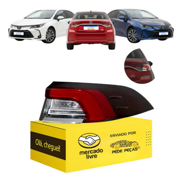 Lanterna Traseira Corolla 2020 A 2026 Canto C/led Ld Direito/passageiro Vermelho
