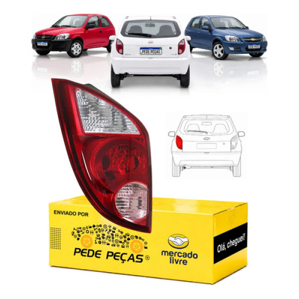 Lanterna Traseira Gm Celta 2007 2008 2009 A 2015 Ré Rosa Le Esquerdo/motorista Vermelho