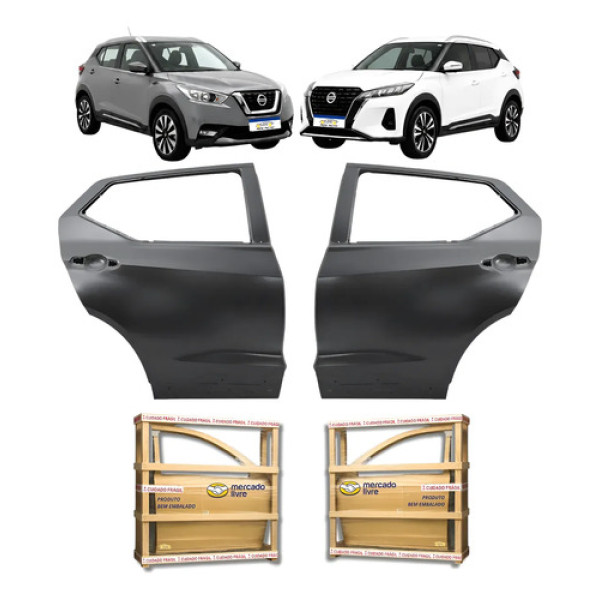 Par Porta Dianteira Nissan Kicks 2016 2018 A 2024 Novo Traseira Ambos Os Lados Preto