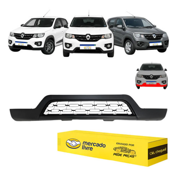 Spoiler Inferior Dianteiro Renault Kwid 2017 2018 19 A 2022 Preto