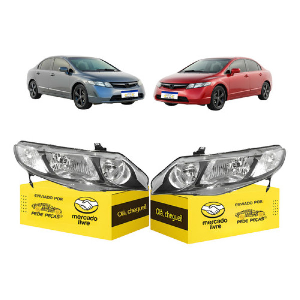 Par Farol Honda New Civic 2006 2007 2008 2009 2010 2011 Novo Esquerdo