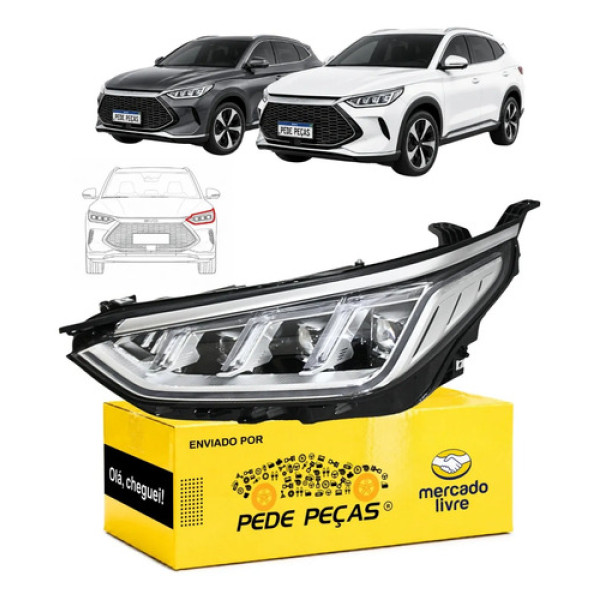Farol Byd Song Plus 2023 2024 2025 Full Led L.e Esquerdo/motorista