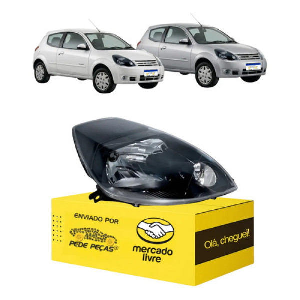 Farol Direito Ford Ka 2009 2010 2011 2012 2013 Máscara Negra Direito/passageiro