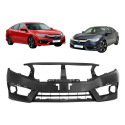 Parachoque Dianteiro Civic G10 2017 A 2019 Com Furo Milha Preto