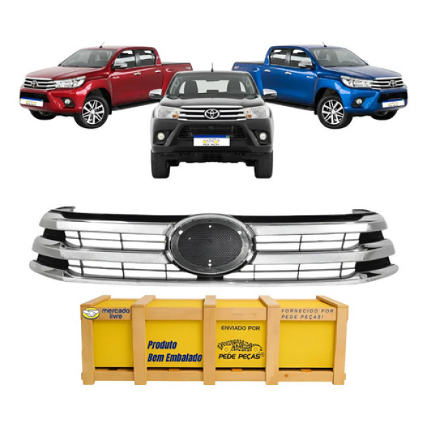 Grade Radiador Toyota Hilux 2016 17 2018 Sr Srv Srx Cromada Cromado