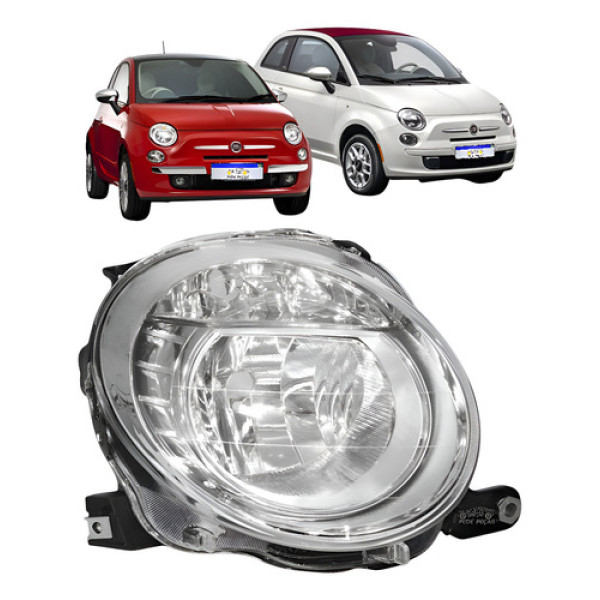 Farol Superior Fiat 500 2008 2009 2010 A 2015 Cromado Ld Direito/passageiro