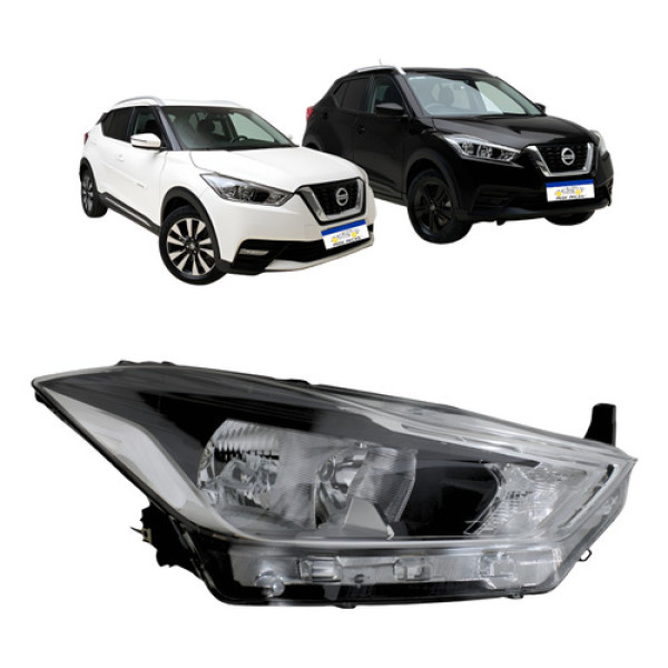 Farol Direito Nissan Kicks 2017 2018 2019 A 2021 Com Led  Direito/passageiro Farol Direito Nissan Kicks 2017 2018 2019 A 2021 Com Led  Direito/passageiro