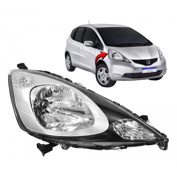 Farol Honda Fit 2009 2010 2011 2012 L.d Dianteiro Novo