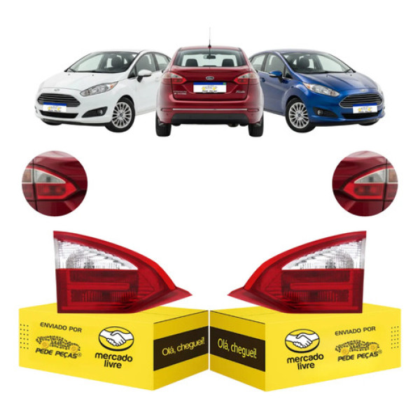 Par Lanterna Ford New Fiesta Sedan 2014 2015 2016 2017 Tampa Ambos Lados Cristal