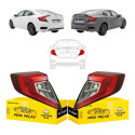 Par Lanterna Traseira Canto Honda Civic 2017 18 19 20 2021 Ambos Lados Vermelho Cristal