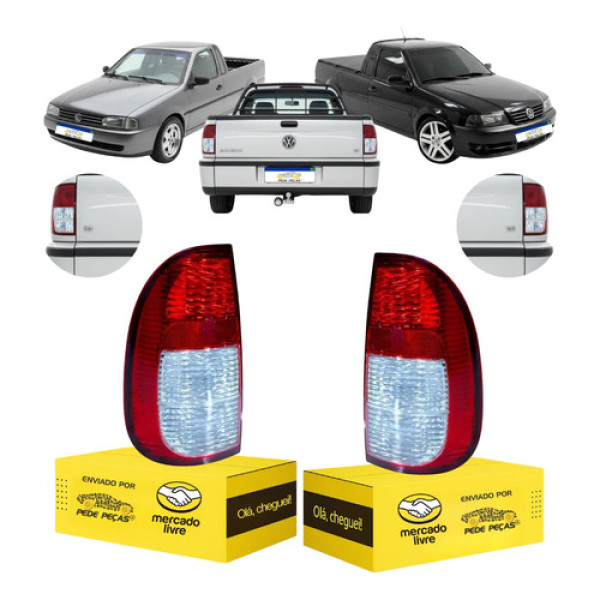 Par Lanterna Vw Saveiro G2 G3 1998 99 2000 01 02 03 04 2005 Ambos Lados Vermelho/bicolor