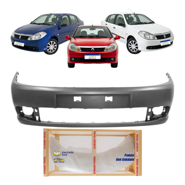 Parachoque Renault Symbol 2010 2011 2012 2013 Sem Grade Preto Liso Para Pintura