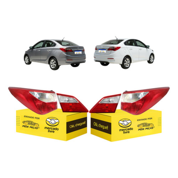 Kit Lanterna Hb20 Sedan 2013 2014 2015 2016 17 18 2019 Novo Ambos Lados Vermelho Cristal