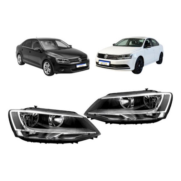 Par Farol Vw Jetta 2011 A 2016 Mascara Negra Foco Duplo Novo Ambos Lados