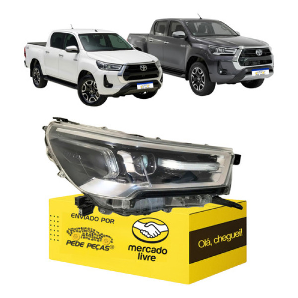 Farol Toyota Hilux 2021 A 2026 Full Led Moldura Cromada Ld Direito/passageiro