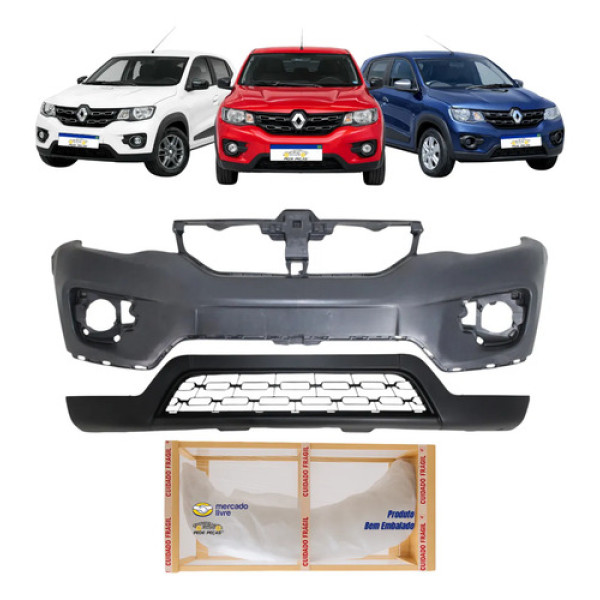 Kit Spoiler Parachoque Dianteiro Kwid 2017 18 19 20 21 2022 Preto