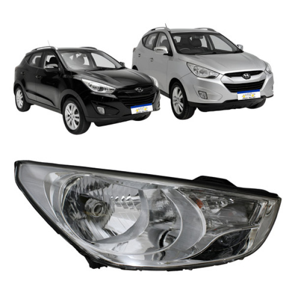 Farol Hyundai Ix35 2010 2011 A 2015 Cromado Foco Simples Direito/passageiro