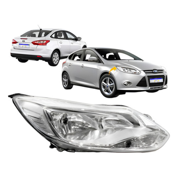 Farol Ford Focus 2014 2015 Dianteiro L.d Novo Cromado Direito