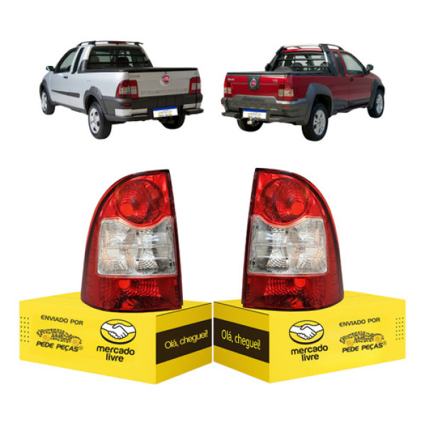Par Lanterna Fiat Strada 2009 2010 2011 2012 2013 Novo Ambos Lados Vermelho