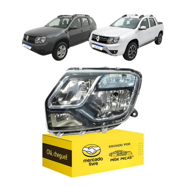 Farol Esquerdo Renault Duster Oroch 2016 A 2020 Cupula Azul Esquerdo/motorista