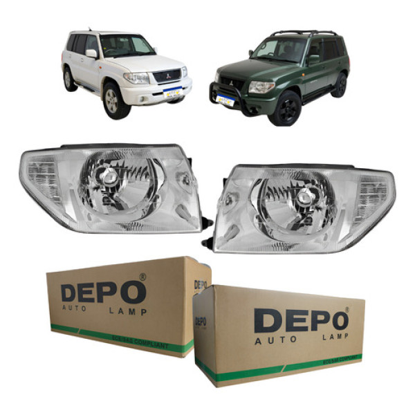 Farol Cromado Manual Mitsubishi Pajero Tr4 2003 A 2006  Par