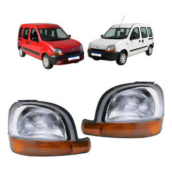 Farol Cromado Kangoo 1997 A 2008 Pisca Ambar Par Ld/le Novo