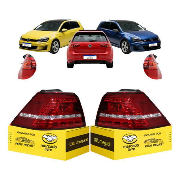 Par Lanterna Sinaleira Golf 2014 2015 2016 2017 Com Led Nova Ambos Lados Vermelho