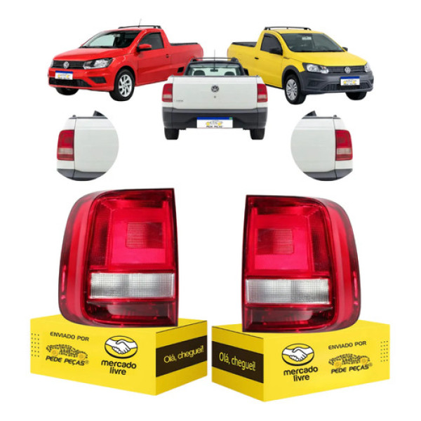 Par Lanterna Traseira Saveiro 2017 2018 2019 A 2023 Ambos Lados Vermelho