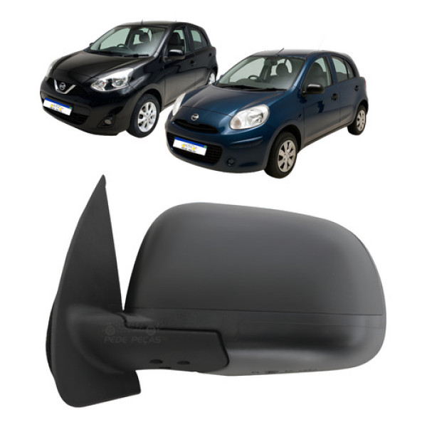 Retrovisor Le Nissan March 2012 A 2020 Preto Texturizado