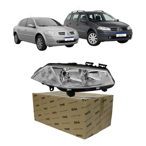 Farol Manual Direito Renault Megane 2006 A 2013 Tyc Novo Direito/passageiro