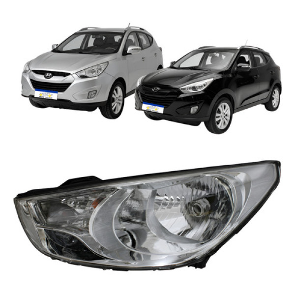 Farol Hyundai Ix35 2010 A 2015 Cromado Foco Simples Le Novo Esquerdo/motorista