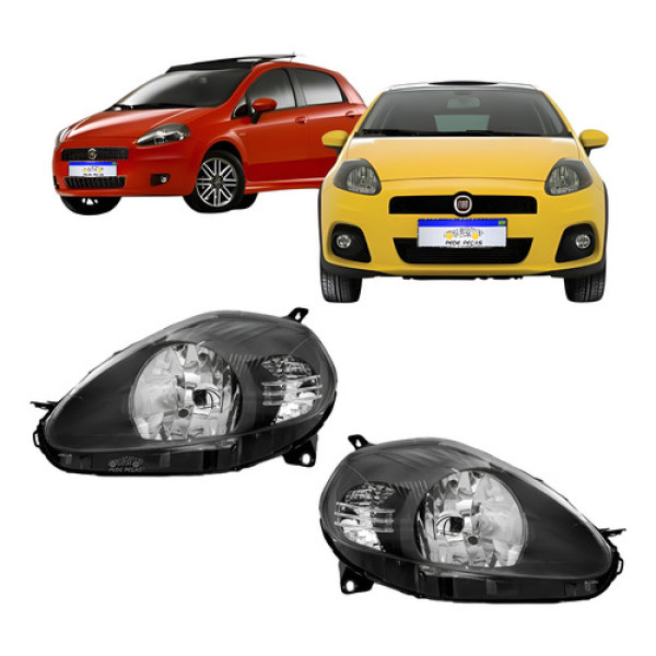 Farol Fiat Punto 2007 2008 2009 2010 2011 2012 Mascara Negra Farol Fiat Punto 2007 2008 2009 2010 2011 2012 Mascara Negra