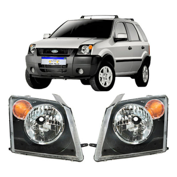 Farol Ford Ecosport 2003 2004 2005 2006 2007 Máscara Negra