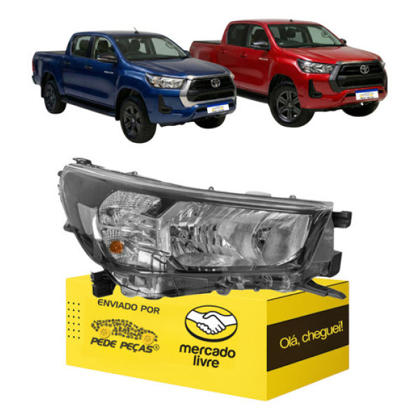 Farol Hilux 2021 2022 2023 2024 25 2026 S/led Direito Direito/passageiro